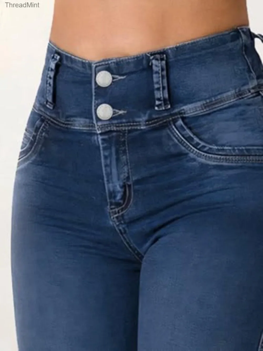 High Waist Bermuda Denim Shorts with Tummy Control for Women